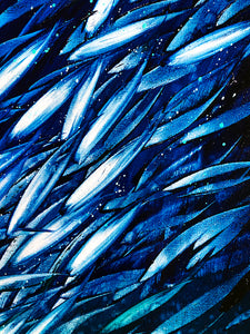 Close up view, showing the detail, or lack of, as the fish flash by.