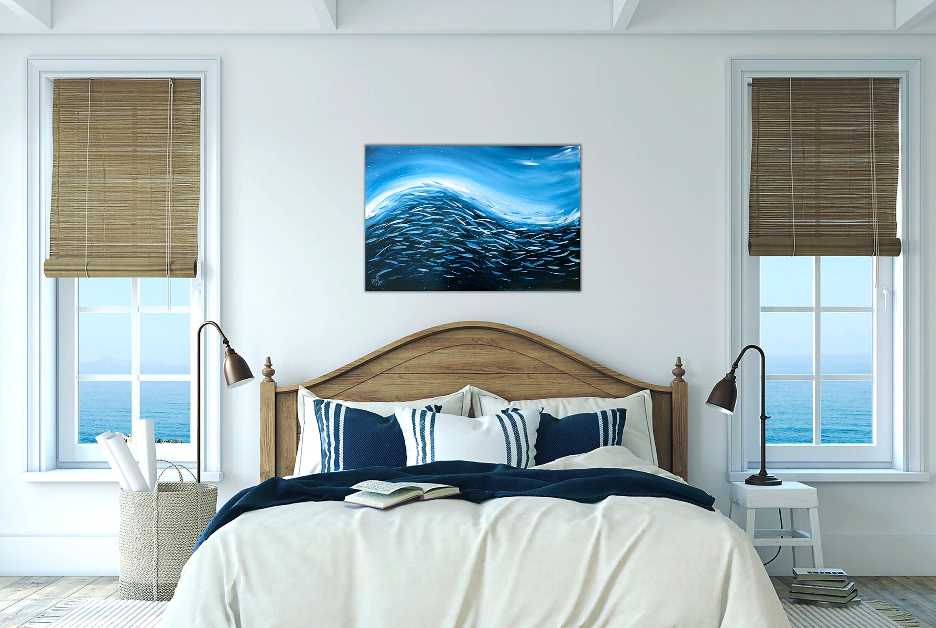 Fish Wave In Dark Blue